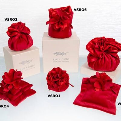 VELVET WITH FABRIC FLOWER, COLOR RED
