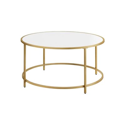 Round coffee table with a metal frame
