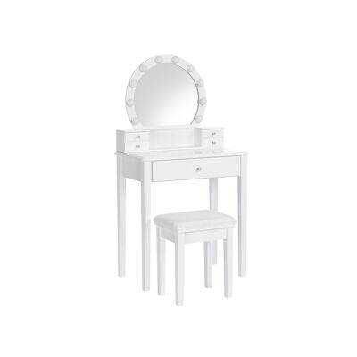 Ensemble coiffeuse avec miroir et lampes Blanc