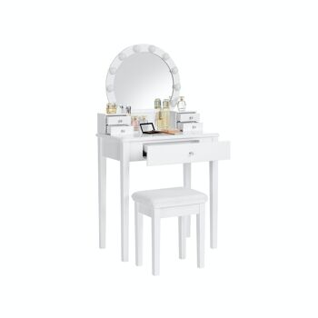 Ensemble coiffeuse avec miroir et lampes Blanc 3