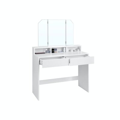 Dressing table with folding mirror and 2 drawers White