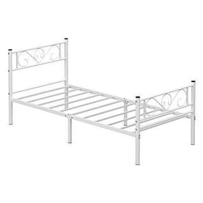 Metalen eenpersoonsbedframe Wit