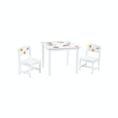 Children's table set with 2 chairs White