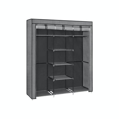 Large fabric closet with 2 clothes rails