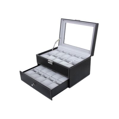 Elegante horlogebox voor 20 horloges 28,5 x 20,5 x 16 cm (L x B x H)