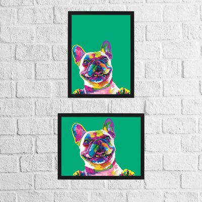 Cane: stampa Bulldog francese (Collezione Geometric Rainbow)