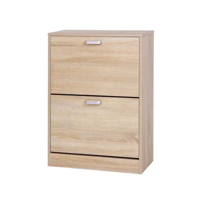 Schoenenkast 2 kleppen houtlook 60 x 83,5 x 24 cm (B x H x D)