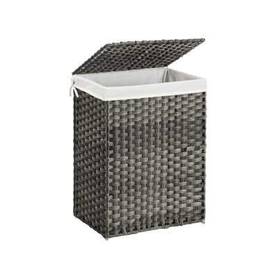 Cesto portabiancheria in polyrattan 90 L grigio