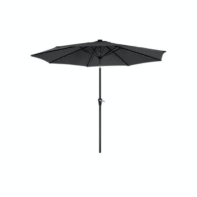 Parasol with LED solar lighting gray