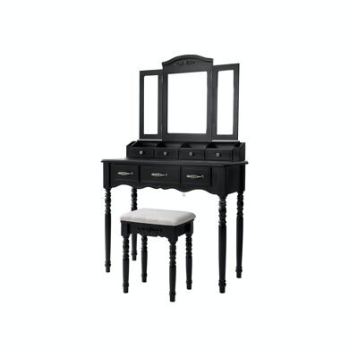 Dressing table with 7 drawers black