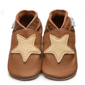 Chaussures bébé en cuir - Caramel étoilé/Crème 1