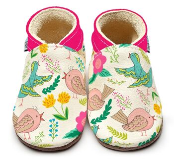 Chaussons bébé en cuir - Flower Bird 1