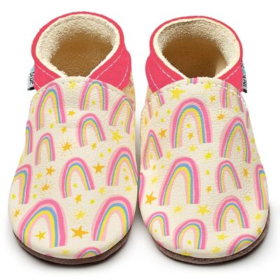 Chaussures en cuir pour bébé avec semelle en daim ou en caoutchouc - Asha