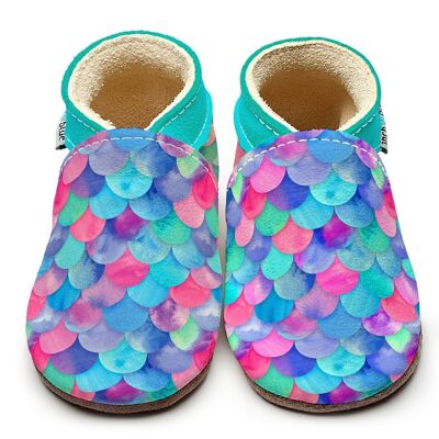 Chaussures bébé en cuir avec semelle en daim ou en caoutchouc - Petite Sirène