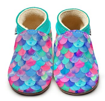 Chaussures bébé en cuir avec semelle en daim ou en caoutchouc - Petite Sirène 1