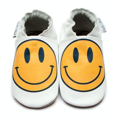 Chaussures en cuir pour bébé avec semelle en daim ou en caoutchouc - Smiley