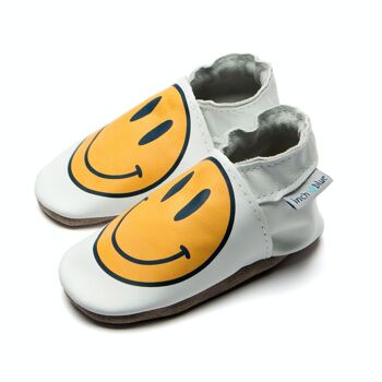 Chaussures en cuir pour bébé avec semelle en daim ou en caoutchouc - Smiley 2