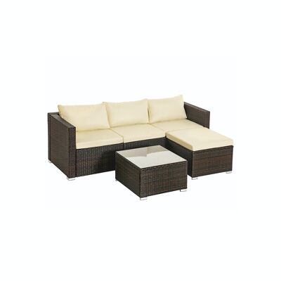 Conjunto de muebles de jardín marrón-beige