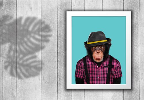 Monkey in clothes print: Blue (Animalyser)