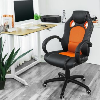 Chaise de bureau noir-orange 4