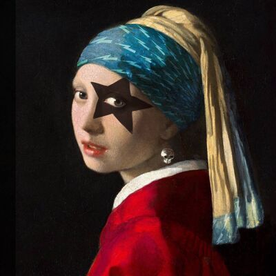 Pop-Art-Gemälde, Leinwanddruck: Steven Hill, Mädchen mit Totenkopf-Ohrring