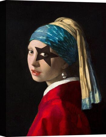 Peinture pop art, impression sur toile : Steven Hill, Girl with Skull Earring 1