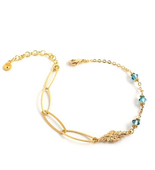 Gold link bracelet with Indicolite crystals