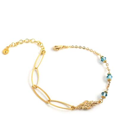 Gold link bracelet with Indicolite crystals