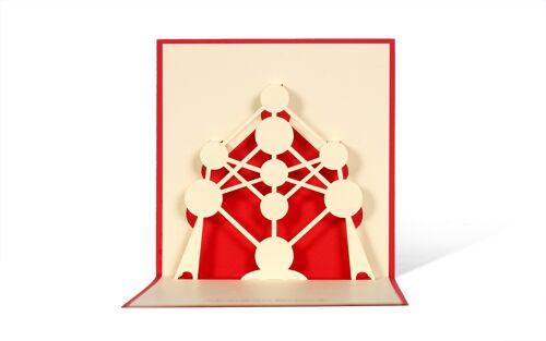 Carte pop-up atomium 2d rouge