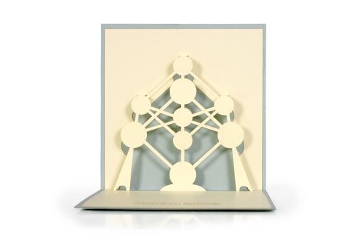 Carte pop-up atomium 2d gris clair