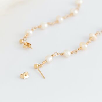 Boucles d'oreilles pendantes en argent sterling/or avec perles d'eau douce de mariée 2