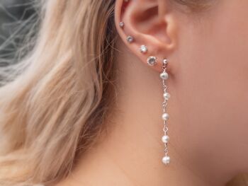 Boucles d'oreilles pendantes en argent sterling/or avec perles d'eau douce de mariée 3