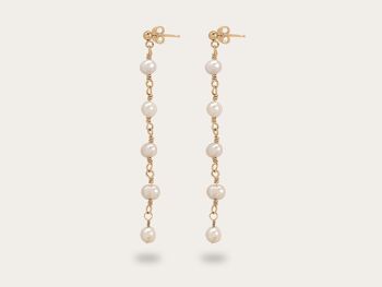 Boucles d'oreilles pendantes en argent sterling/or avec perles d'eau douce de mariée 4
