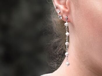 Boucles d'oreilles pendantes en argent sterling/or avec perles d'eau douce de mariée 6