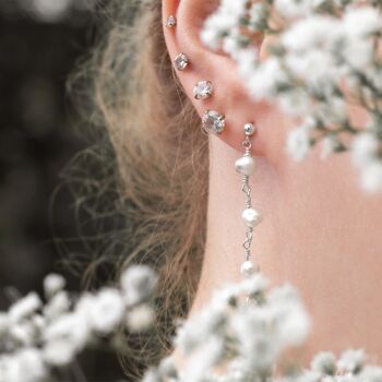 Boucles d'oreilles pendantes en argent sterling/or avec perles d'eau douce de mariée 7