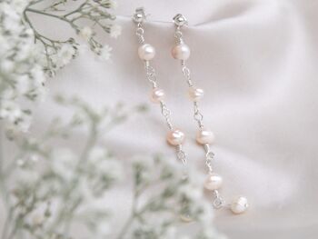 Boucles d'oreilles pendantes en argent sterling/or avec perles d'eau douce de mariée 8