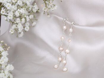 Boucles d'oreilles pendantes en argent sterling/or avec perles d'eau douce de mariée 9