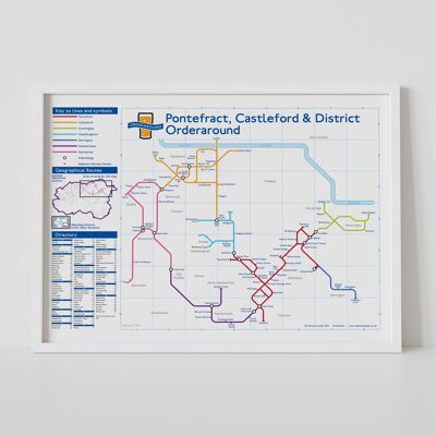 Pub-Karte im Stil der Londoner U-Bahn: Pontefract, Castleford und District