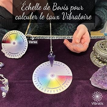 Pendule Divinatoire en Améthyste + Fleur de Vie en Bois pour recharger Les Pierres et pendules & Échelle de Bovis - 11,5CM | 100% Fabriqué en France 4