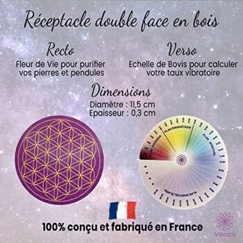 Fleur de Vie en Bois pour Recharger Les Pierres & Pendules Divinatoires + Échelle de Bovis pour Calculer Le Taux Vibratoire -11,5CM | 100% Fabriqué en France 5