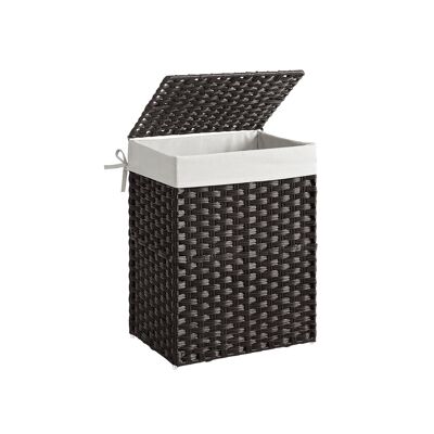 Cesto per la biancheria in polyrattan nero