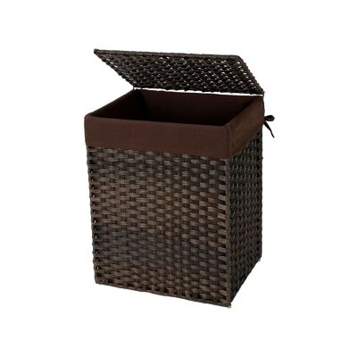 Cesto portabiancheria in polyrattan 90 L marrone
