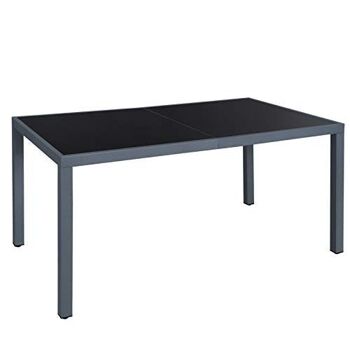 Grande table de jardin avec verre gris