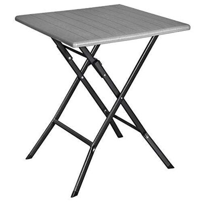 Folding table with gray wood effect