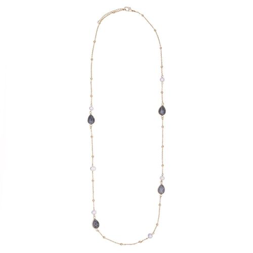 Venus Semi-Precious Stone Fresh Water Pearls Long Necklace