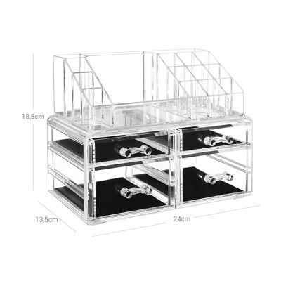 Cosmeticabox 4 lades transparant