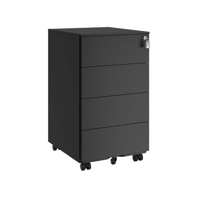 Roll container with 4 drawers and wheels in jet black
