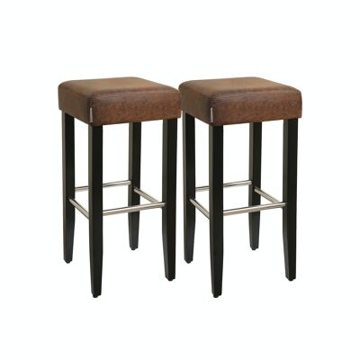 Set of 2 bar stools imitation leather brown