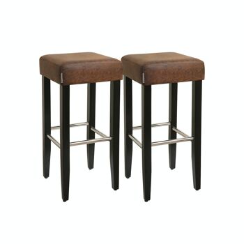 Lot de 2 tabourets de bar simili cuir marron 1