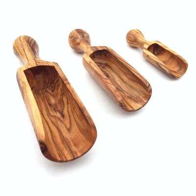 Salt scoop handmade from olive wood